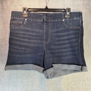 Liverpool Los Angeles Shorts Womens Size 12 Blue Denim Rolled Hem Pull On